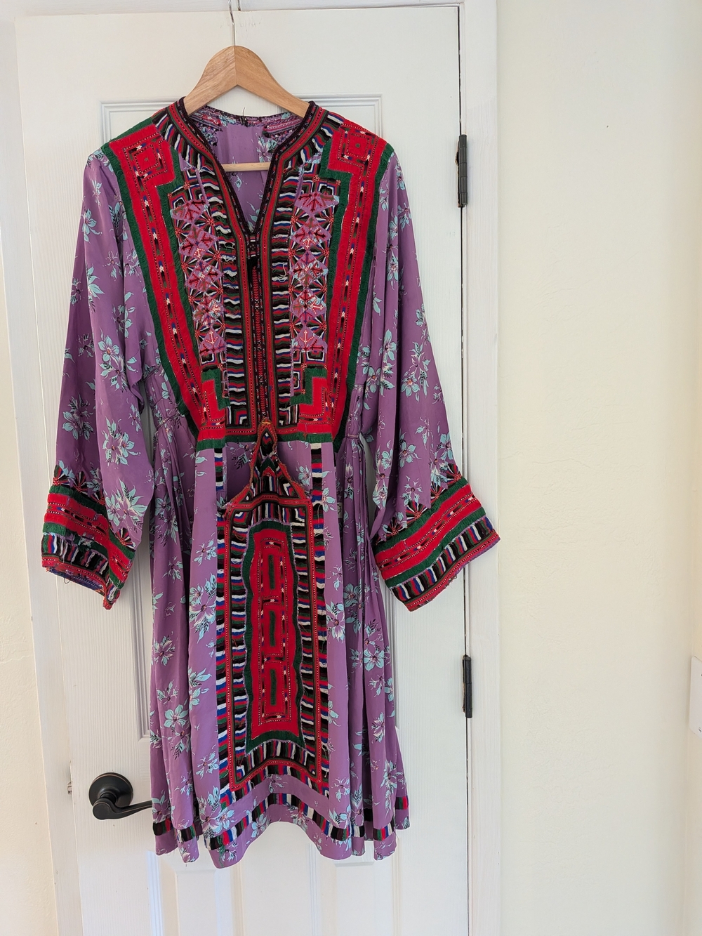 Vintage Banjara Afghani Balochi Embroidered Purple/Red Dress Size Small